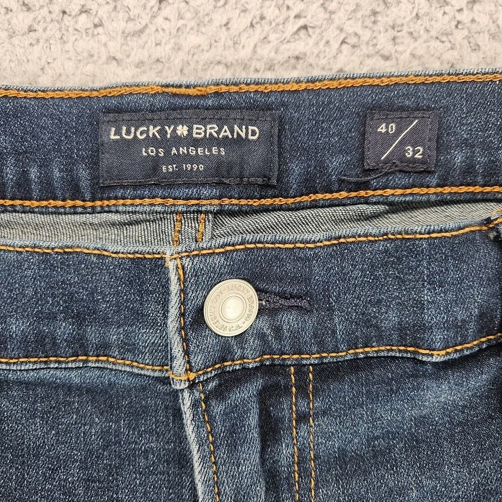 Lucky Brand Jeans Men Size 40x32 121 Slim‎ Straight Blue Denim Zip Fly Stretch